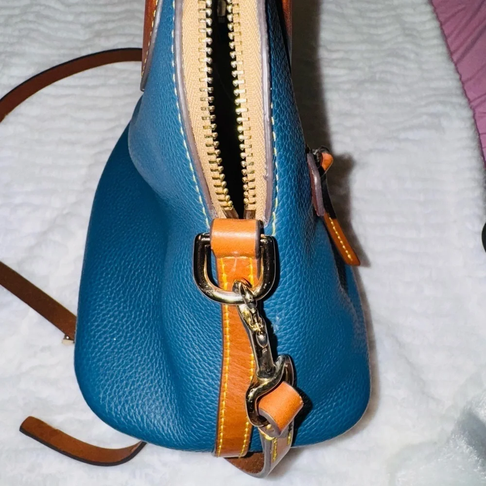 Dooney & Bourke Teal and Tan Satchel